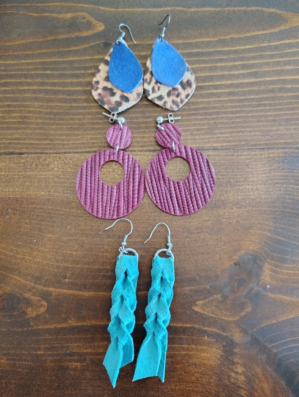 Bundle Of 3, Leather Earrings